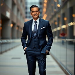 A stylish gentleman dressed in a tailored suit, exuding confidence and sophistication