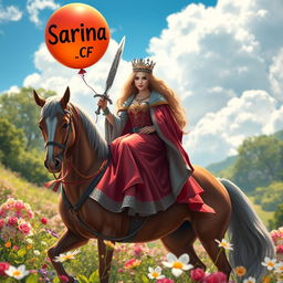 A regal queen seated elegantly atop a majestic horse, exuding an aura of strength and grace