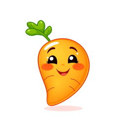 A delightful illustration of a cute carrot character on a white background