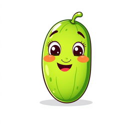A delightful illustration of a cute cucumber character on a white background