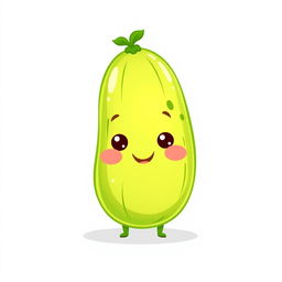A charming illustration of a cute cucumber character on a white background