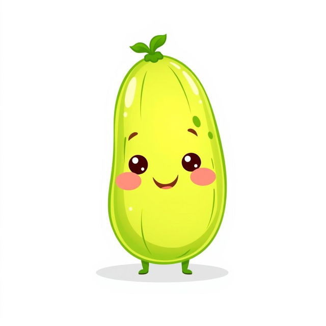 A charming illustration of a cute cucumber character on a white background