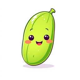 A charming illustration of a cute cucumber character on a white background