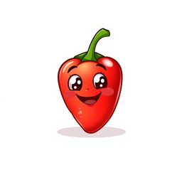 A charming illustration of a cute red chili pepper character on a white background