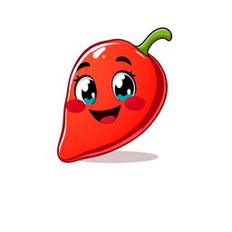 A charming illustration of a cute red chili pepper character on a white background