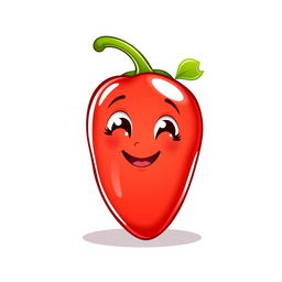 A charming illustration of a cute red chili pepper character on a white background
