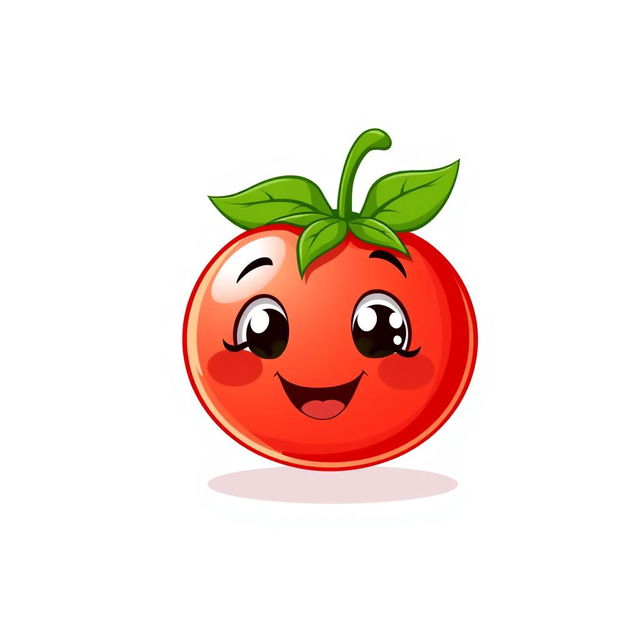 A delightful illustration of a cute cherry tomato character on a white background
