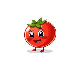 A delightful illustration of a cute cherry tomato character on a white background