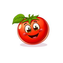A delightful illustration of a cute cherry tomato character on a white background