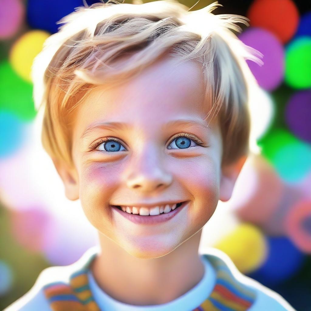 An exceptional digital art piece depicting a 7-year-old white boy