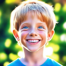 An exceptional digital art piece depicting a 7-year-old white boy