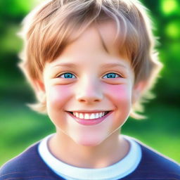 An exceptional digital art piece depicting a 7-year-old white boy