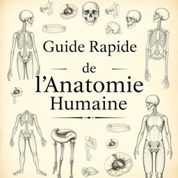 A book cover design for the title "Guide Rapide de l'Anatomie Humaine"