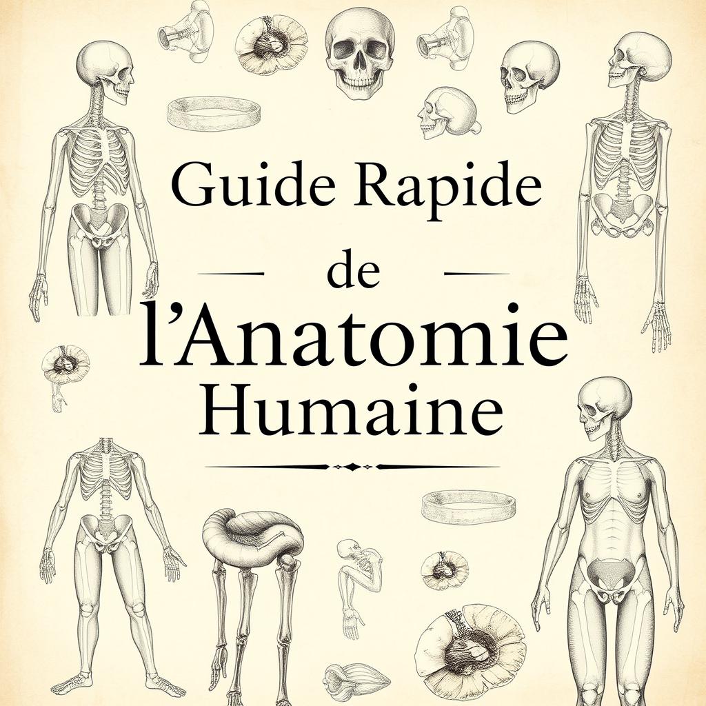 A book cover design for the title "Guide Rapide de l'Anatomie Humaine"