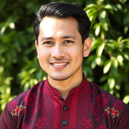 A portrait of an Asian man resembling Pakistani ethnicity, showcasing his traditional attire