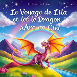 A book cover design for the title "Le Voyage de Lila et le Dragon Arc en Ciel"