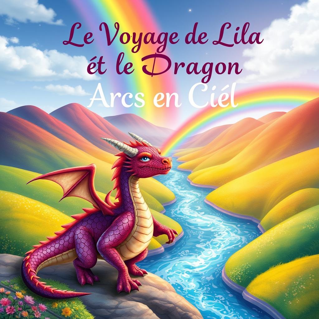 A book cover design for the title "Le Voyage de Lila et le Dragon Arc en Ciel"