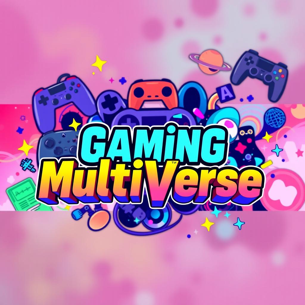 A vibrant and engaging cover photo for a YouTube multi-gaming channel named 'Gaming MultiVerse'