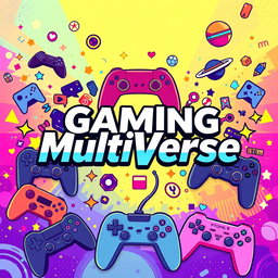 A vibrant and engaging cover photo for a YouTube multi-gaming channel named 'Gaming MultiVerse'
