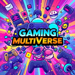 A vibrant and engaging cover photo for a YouTube multi-gaming channel named 'Gaming MultiVerse'