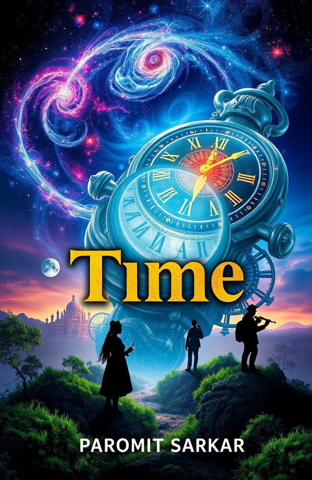 A visually stunning book cover design for a novel titled 'সময়ের ছায়া' (Shadows of Time) by author পরমিত সরকার (Paromit Sarkar)