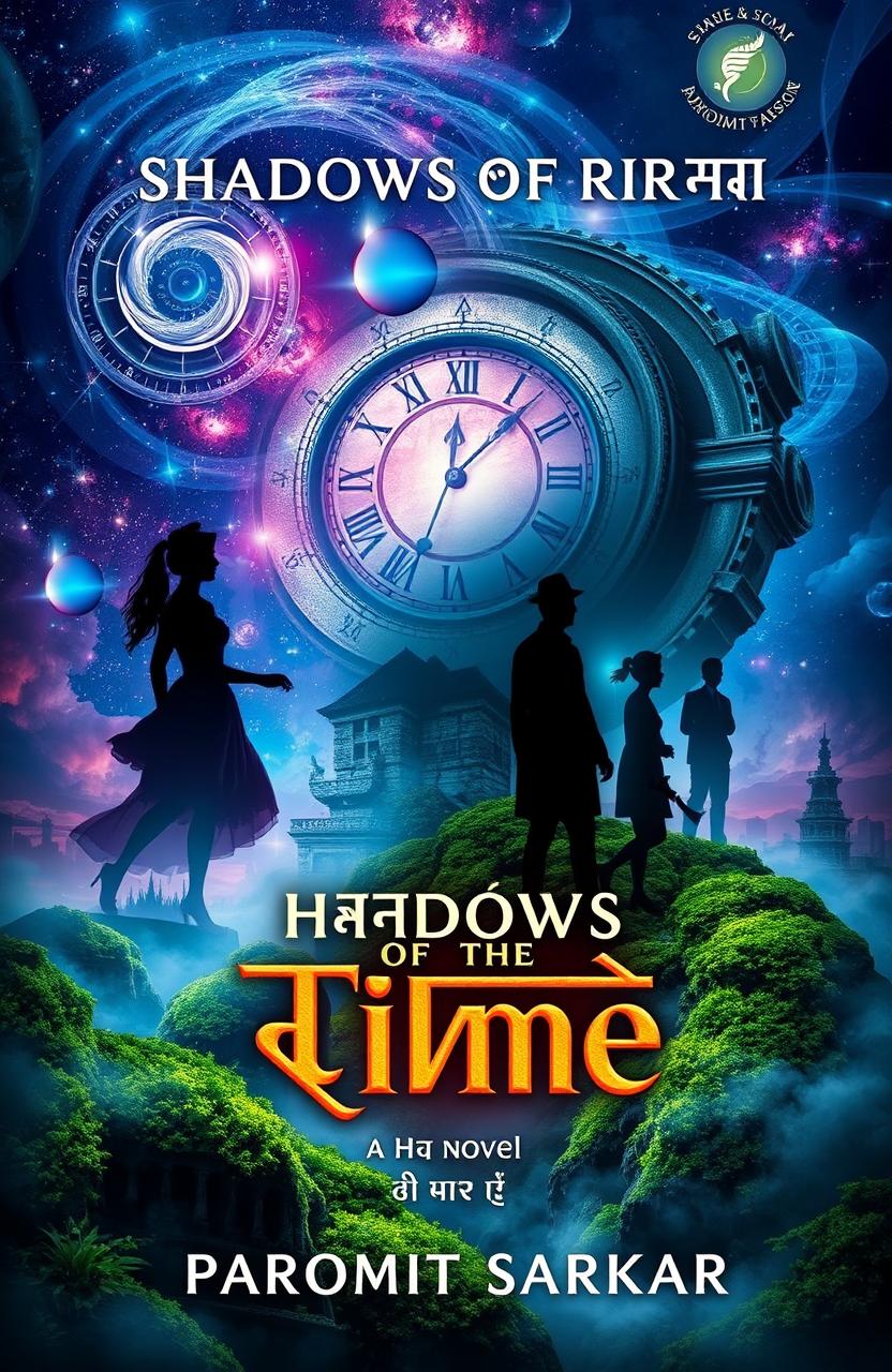 A visually stunning book cover design for a novel titled 'সময়ের ছায়া' (Shadows of Time) by author পরমিত সরকার (Paromit Sarkar)