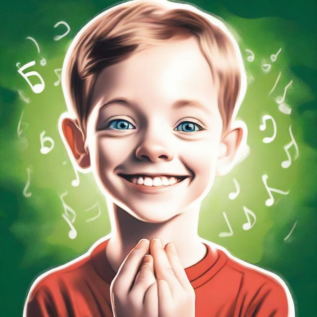 A high-quality digital art rendering of a 7-year-old white boy who is deaf