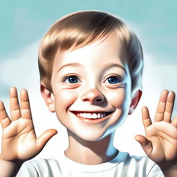 A high-quality digital art rendering of a 7-year-old white boy who is deaf