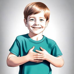 A high-quality digital art rendering of a 7-year-old white boy who is deaf