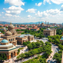 A picturesque view of a new city featuring stunning architecture inspired by Hamadan, Iran