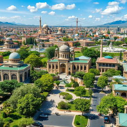 A picturesque view of a new city featuring stunning architecture inspired by Hamadan, Iran