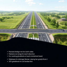 A detailed geometric design of a highway illustrating the following components: paved shoulders measuring 3