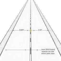 A detailed geometric design of a highway featuring both sides with a paved shoulder, each measuring 3