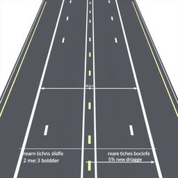 A detailed geometric design of a highway featuring both sides with a paved shoulder, each measuring 3