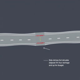 A geometric design of a highway showcasing both sides with a paved shoulder that measures 3