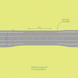 A geometric design of a highway showcasing both sides with a paved shoulder that measures 3