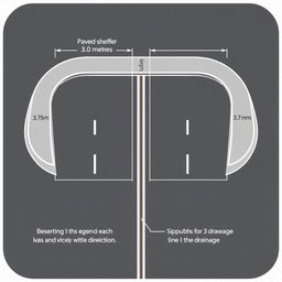 A geometric design of a highway showcasing both sides with a paved shoulder that measures 3