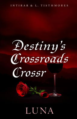 A dark romance book cover titled 'Destiny's Crossroads' by Luna