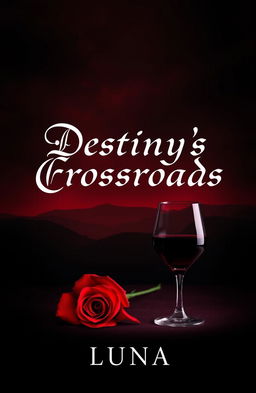 A dark romance book cover titled 'Destiny's Crossroads' by Luna