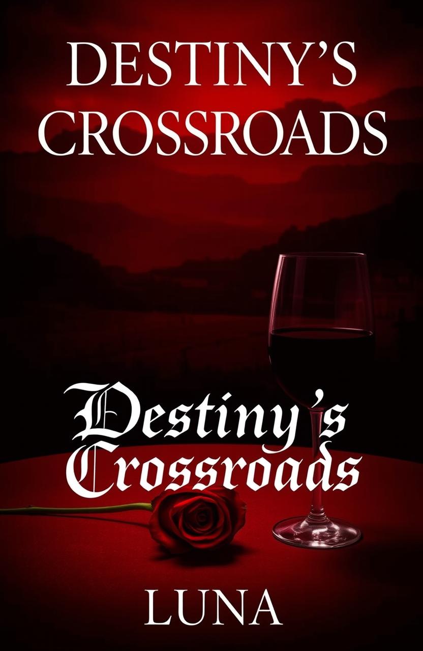 A dark romance book cover titled 'Destiny's Crossroads' by Luna