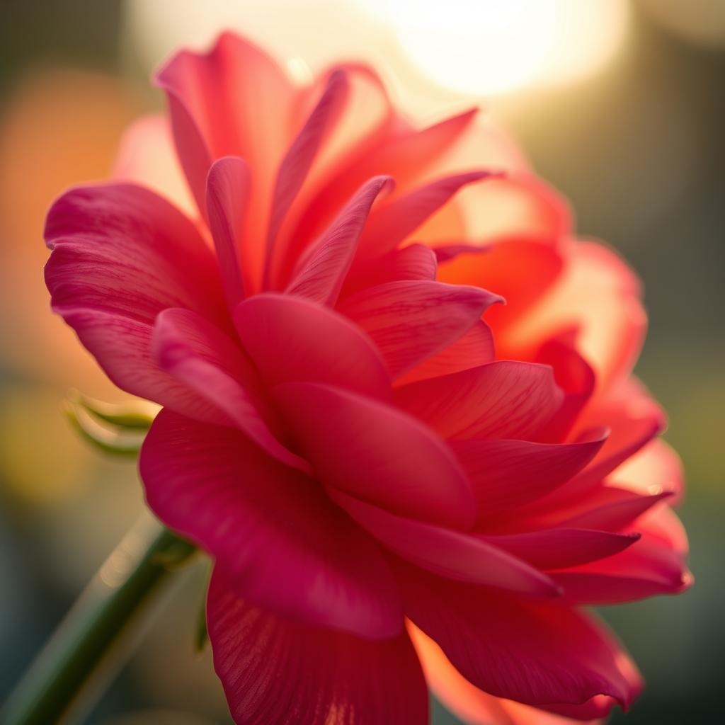 An artistic close-up of a beautiful flower, showing intricate details of the petals and vibrant colors