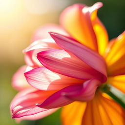 An artistic close-up of a beautiful flower, showing intricate details of the petals and vibrant colors