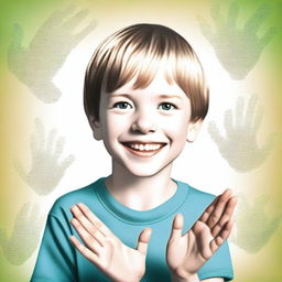 A high-resolution digital art representation of a 7-year-old white boy who is deaf