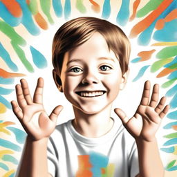 A high-resolution digital art representation of a 7-year-old white boy who is deaf