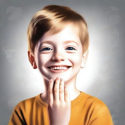 A high-resolution digital art representation of a 7-year-old white boy who is deaf