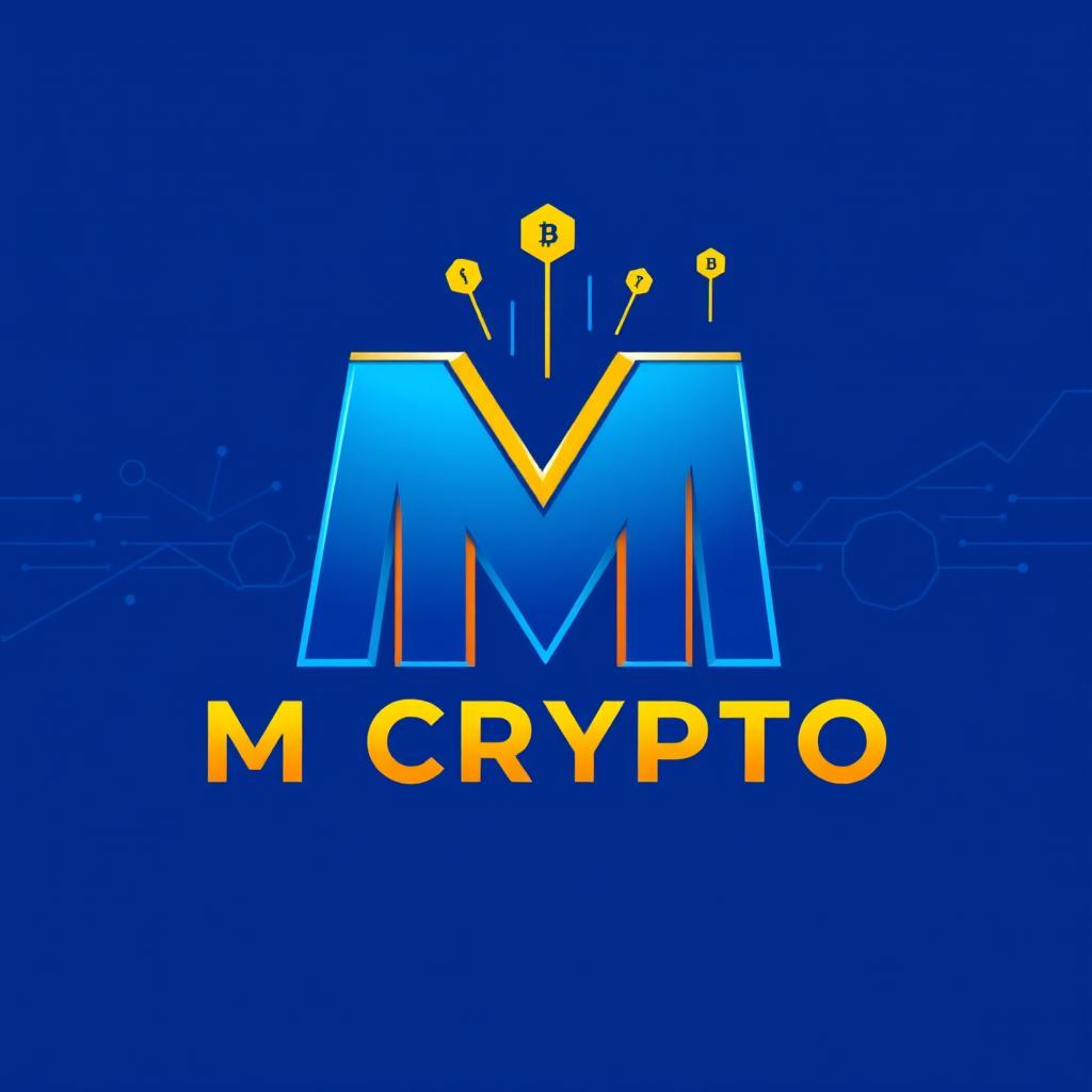 A modern and eye-catching logo design for a cryptocurrency channel named 'M Crypto'