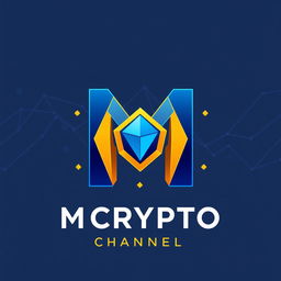 A modern and eye-catching logo design for a cryptocurrency channel named 'M Crypto'