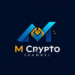 A modern and eye-catching logo design for a cryptocurrency channel named 'M Crypto'