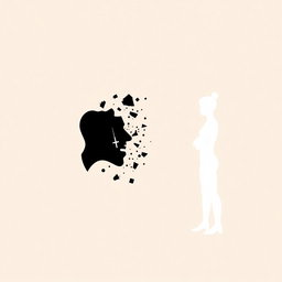 A captivating, 8K high-resolution image featuring two contrasting silhouettes against a solid, neutral background