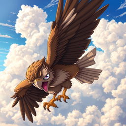A fierce anime-style hawk, showcasing an aggressive yet confident demeanor